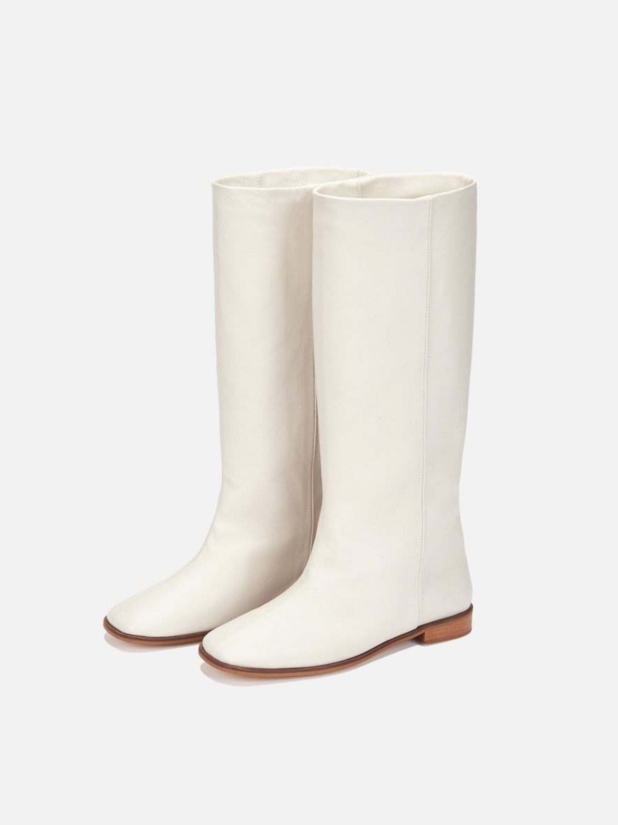 Wide long boots Ivory,로서울